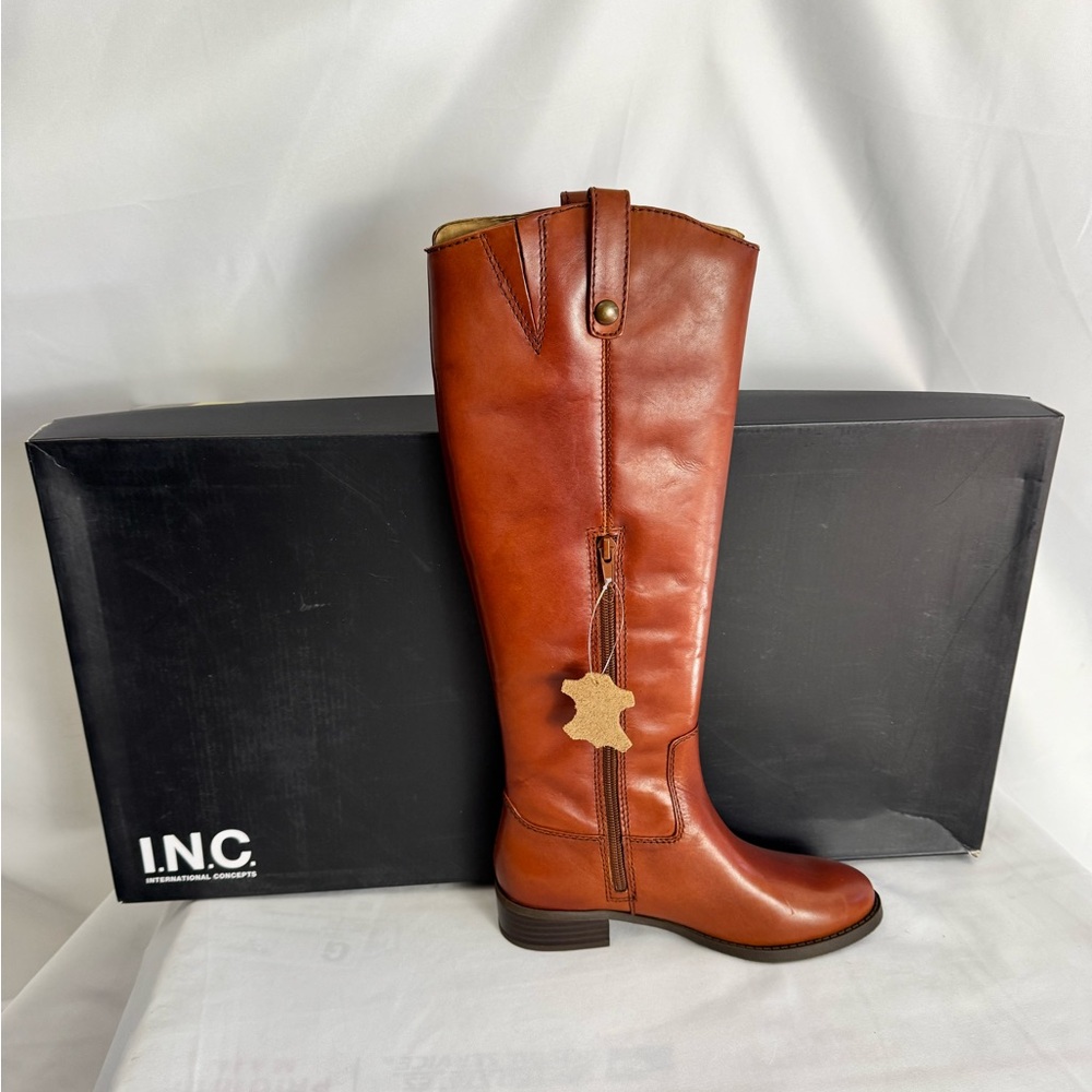 INC International Concepts Brown Over the Knee Boots with Classic Riding Style - Picture 3 of 7